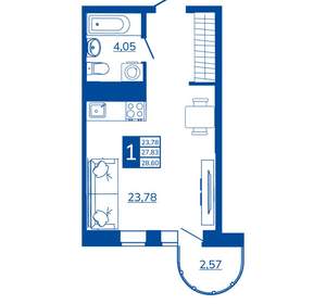 1-к квартира, вторичка, 28м2, 12/17 этаж