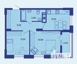 2-к квартира, вторичка, 55м2, 12/19 этаж