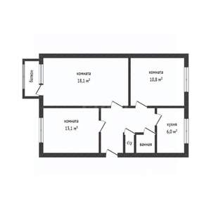 3-к квартира, вторичка, 63м2, 3/5 этаж