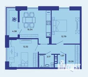 2-к квартира, вторичка, 60м2, 9/19 этаж