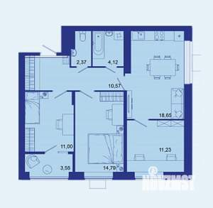 3-к квартира, сданный дом, 76м2, 14/16 этаж