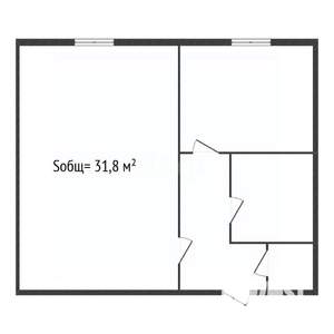 1-к квартира, вторичка, 32м2, 1/2 этаж