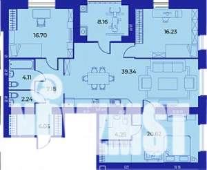 3-к квартира, строящийся дом, 125м2, 3/9 этаж