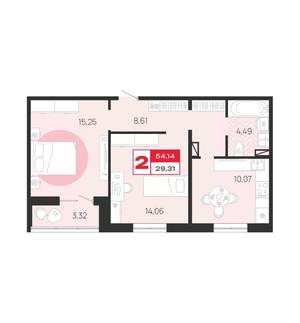 2-к квартира, вторичка, 54м2, 4/10 этаж