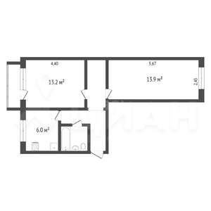 2-к квартира, вторичка, 47м2, 4/5 этаж