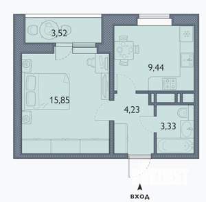1-к квартира, сданный дом, 34м2, 6/16 этаж