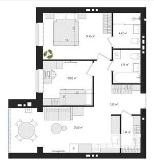 2-к квартира, сданный дом, 65м2, 1/4 этаж