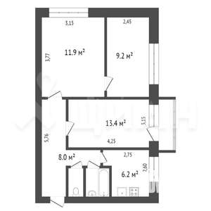 3-к квартира, вторичка, 55м2, 5/5 этаж