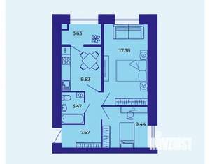 2-к квартира, вторичка, 51м2, 2/9 этаж