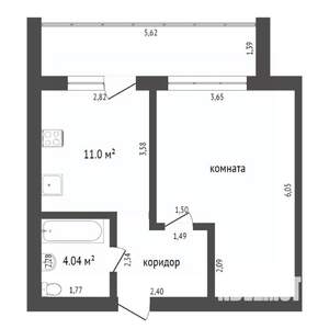 1-к квартира, вторичка, 46м2, 4/5 этаж