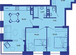 2-к квартира, вторичка, 61м2, 14/19 этаж