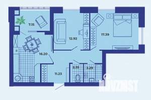 2-к квартира, сданный дом, 71м2, 6/9 этаж