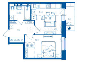 1-к квартира, вторичка, 41м2, 11/16 этаж