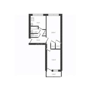 2-к квартира, вторичка, 51м2, 4/5 этаж