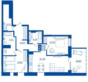2-к квартира, вторичка, 81м2, 3/17 этаж