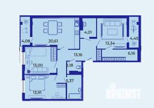 3-к квартира, вторичка, 100м2, 6/15 этаж