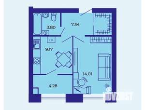 1-к квартира, вторичка, 39м2, 9/10 этаж