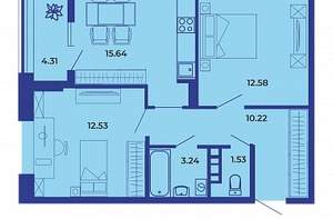 2-к квартира, вторичка, 60м2, 1/19 этаж
