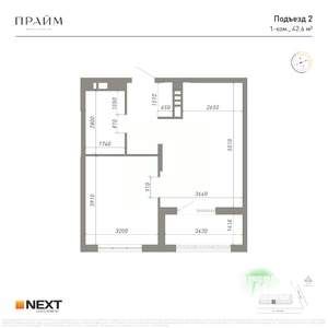 1-к квартира, вторичка, 43м2, 10/14 этаж