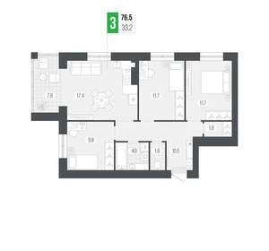 3-к квартира, вторичка, 77м2, 2/9 этаж
