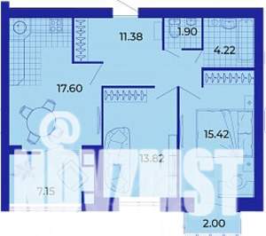 2-к квартира, строящийся дом, 71м2, 8/9 этаж