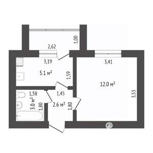 1-к квартира, вторичка, 24м2, 3/5 этаж