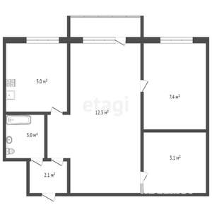 3-к квартира, вторичка, 42м2, 2/5 этаж