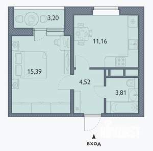 1-к квартира, сданный дом, 36м2, 6/16 этаж
