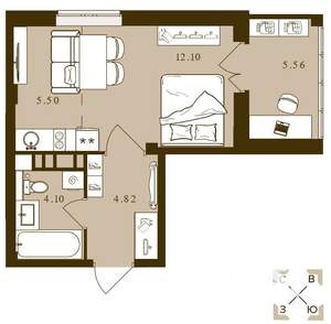 Студия квартира, вторичка, 32м2, 2/16 этаж