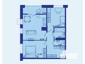 2-к квартира, вторичка, 66м2, 3/16 этаж