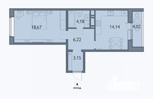 1-к квартира, вторичка, 48м2, 9/16 этаж