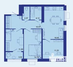3-к квартира, сданный дом, 77м2, 10/16 этаж
