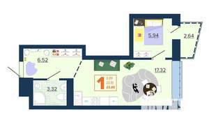 1-к квартира, вторичка, 34м2, 6/16 этаж