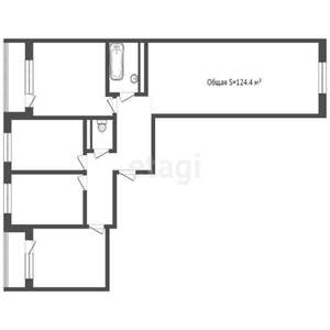 5-к квартира, вторичка, 124м2, 7/16 этаж