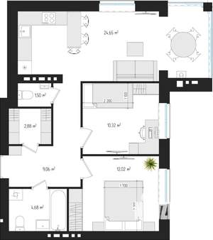 2-к квартира, вторичка, 64м2, 2/4 этаж