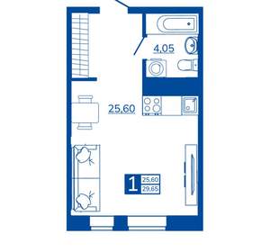 1-к квартира, вторичка, 29м2, 4/17 этаж