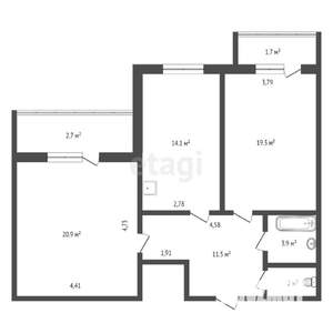 3-к квартира, вторичка, 60м2, 2/2 этаж