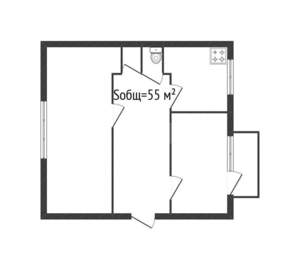 2-к квартира, вторичка, 55м2, 3/3 этаж