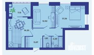 2-к квартира, вторичка, 71м2, 6/9 этаж