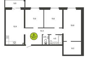 3-к квартира, вторичка, 98м2, 1/9 этаж
