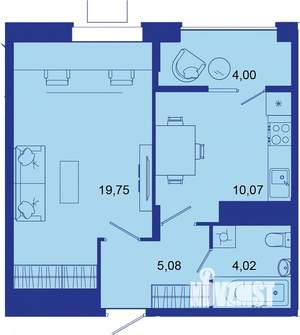 1-к квартира, вторичка, 43м2, 14/16 этаж