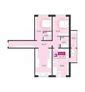 3-к квартира, вторичка, 92м2, 3/10 этаж