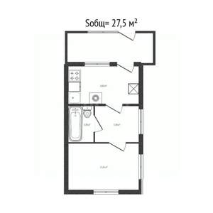 2-к квартира, вторичка, 28м2, 1/1 этаж