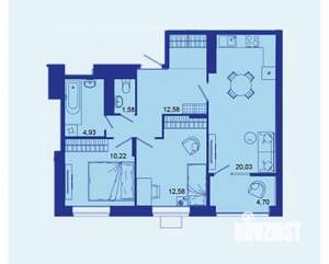 2-к квартира, вторичка, 67м2, 9/16 этаж