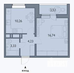 1-к квартира, сданный дом, 36м2, 16/16 этаж