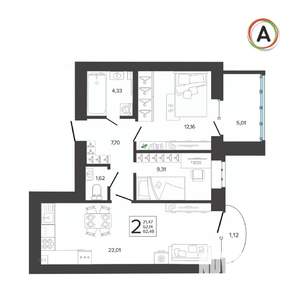 2-к квартира, вторичка, 62м2, 9/9 этаж
