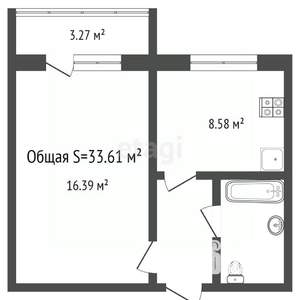 1-к квартира, вторичка, 34м2, 3/10 этаж