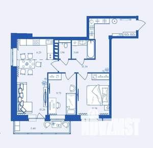 3-к квартира, вторичка, 69м2, 4/16 этаж