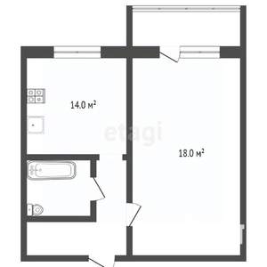 1-к квартира, вторичка, 43м2, 5/14 этаж