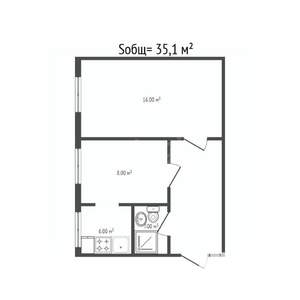 2-к квартира, вторичка, 35м2, 3/3 этаж